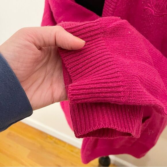 Casual Corner Cardigan Sweater Vintage Lambswool Button Front Hot Pink Large - Picture 4 of 9